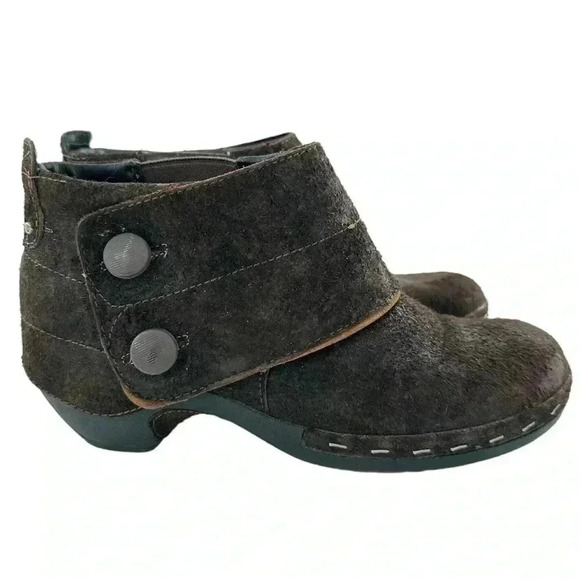 Merrell Luxe button ankle bootie 10 41 espresso brown suede stapled clog boot - Picture 13 of 13